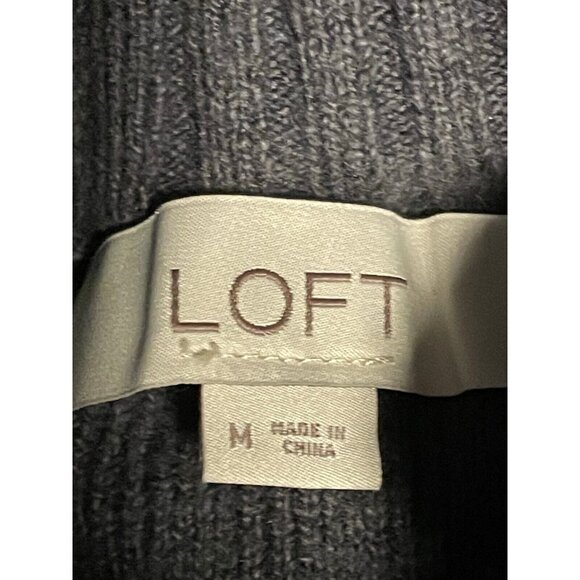 Loft turtleneck knit sweater womens medium long sleeve cuffed 140923 gray - Picture 3 of 9